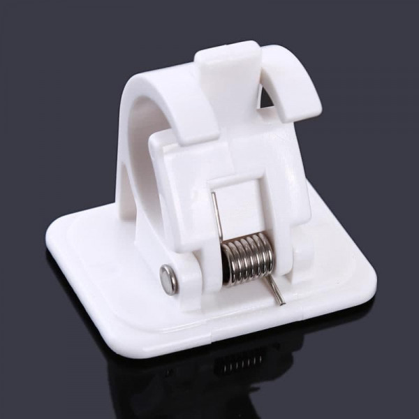 SET OF 2 PLASTIC CURTAIN SELF ADHESIVE POLE WALL BRACKETS